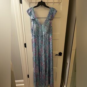 Lilly Pulitzer Now You Sea Me Vyra Maxi dress WITH MATCHING Men’s clip bowtie